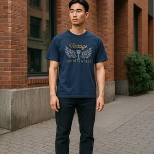 Distressed Vintage Motor Works Graphic T-Shirt Short Sleeve XXL-READ DESCRIPTION